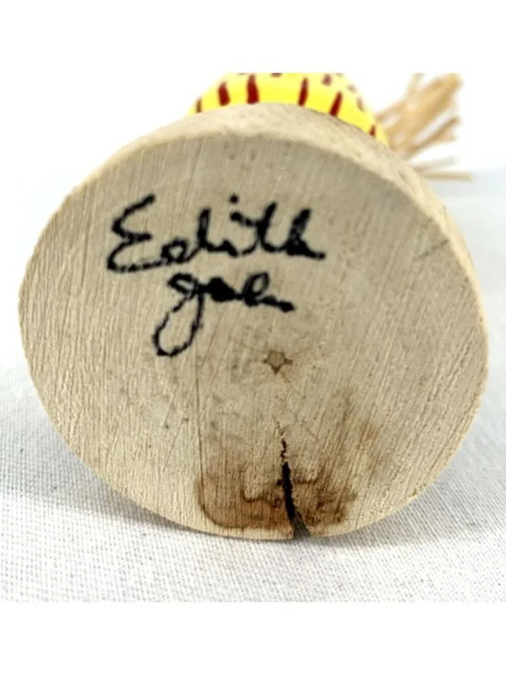 Edith John Navajo Folk Art Yellow Red Chicken Carved Wooden Hand Painted 3.5